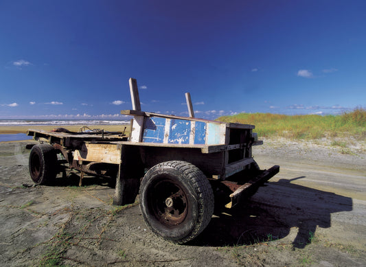 Wooden Machines presents fine art photographs of wooden vehicles created by artisanal fishermen in Mostardas, on the southern coast of Brazil. Photographed on Fuji Velvia 50 ISO film in 2001, these functional machines reveal ingenuity, sculptural beauty and a distinctive presence for architecture and interior design spaces.