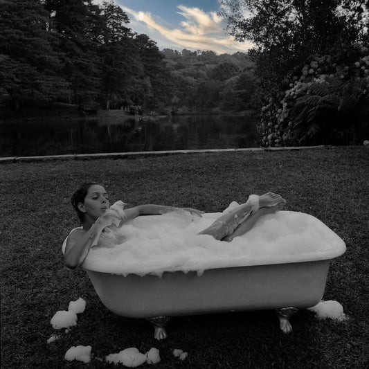 Vintage Colored Bathtub — selectively colored Body Way fine art photograph by Marcus Luconi, 80 × 80 cm.